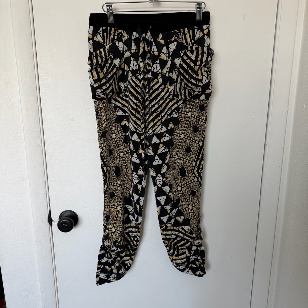 Black and Gold Patterned Jogger Pants